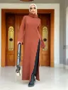 Brown Ribbed Wool Dress